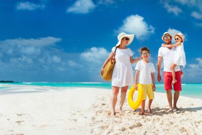 Family with children on the beach